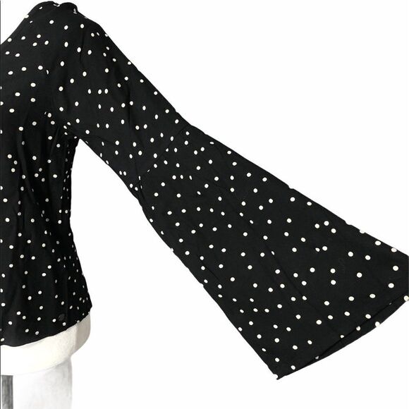 🆕 Roxy Polka Dot Bell Sleeve Viscose V Neck Top - Picture 5 of 12